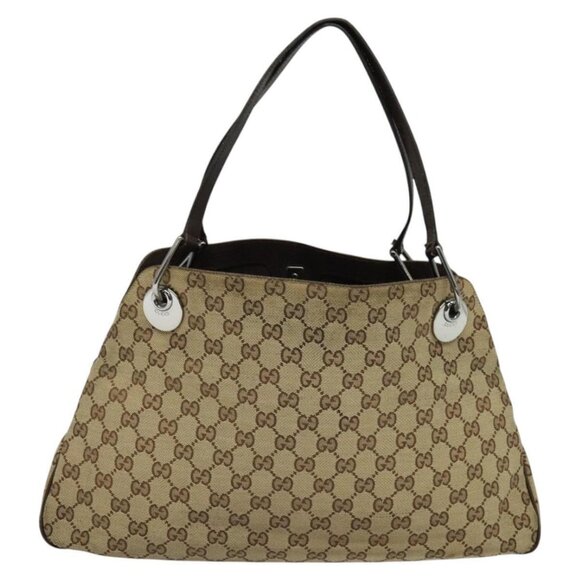 GUCCI GG Canvas Shoulder Bag Beige Silver 121023 Auth - Picture 4 of 16
